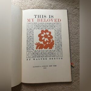 Unique Vintage 'This Is My Beloved' Book - Orange and Black